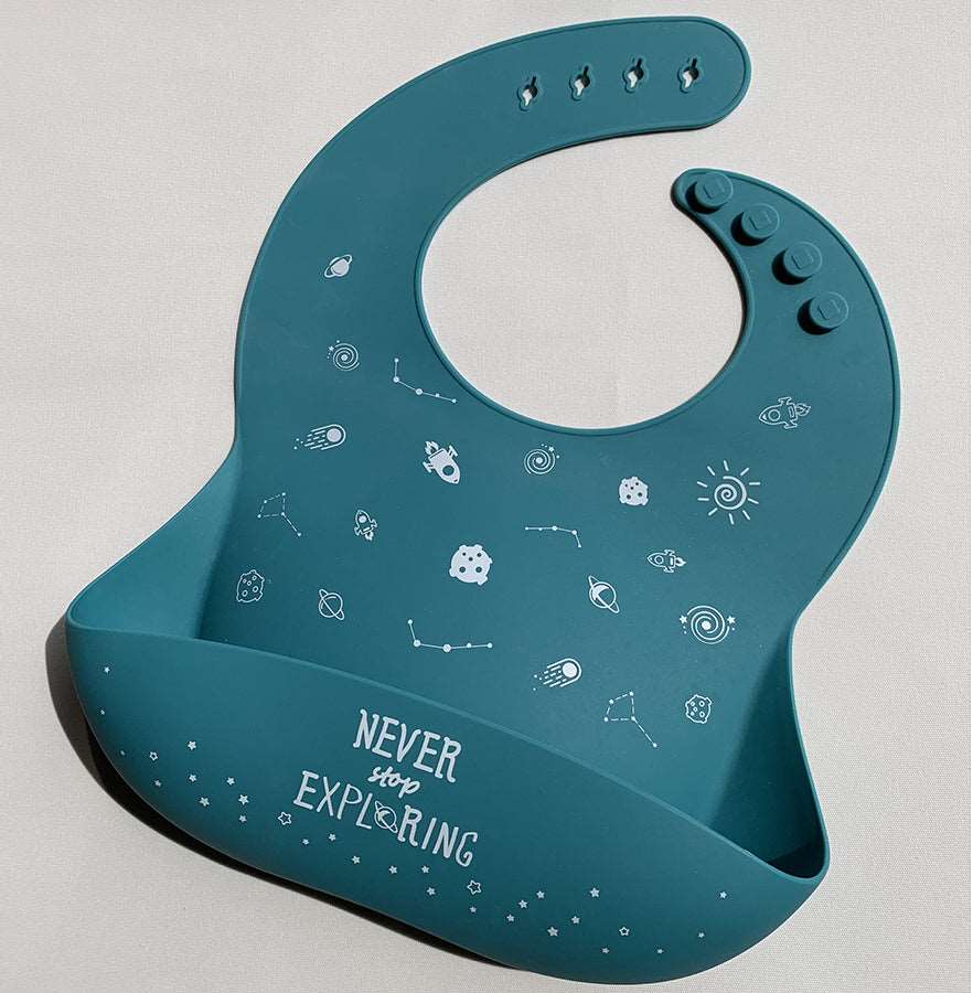 Bavaglino in silicone impermeabile neonati e bambini Blu Cobalto - Loo.Up