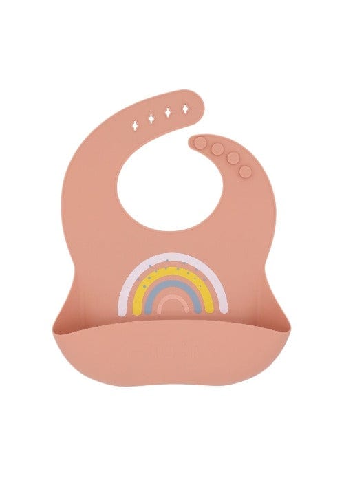 bavaglino in silicone impermeabile neonato e bambini Peach arcobaleno - Loo.Up