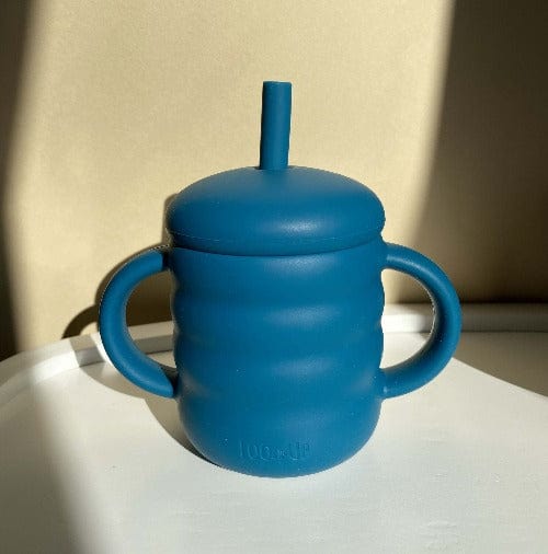 Bicchiere con cannuccia per bambini Blue/ Tazza con cannuccia per bambini - Loo.Up