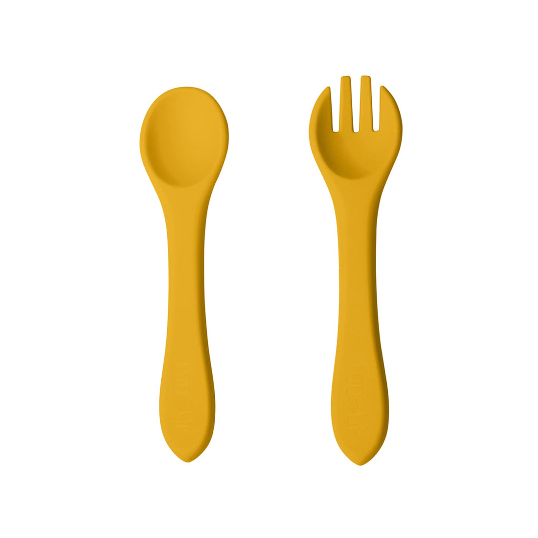 Posate per bambini full silicone Mustard/ Set posate per neonati. - Loo.Up